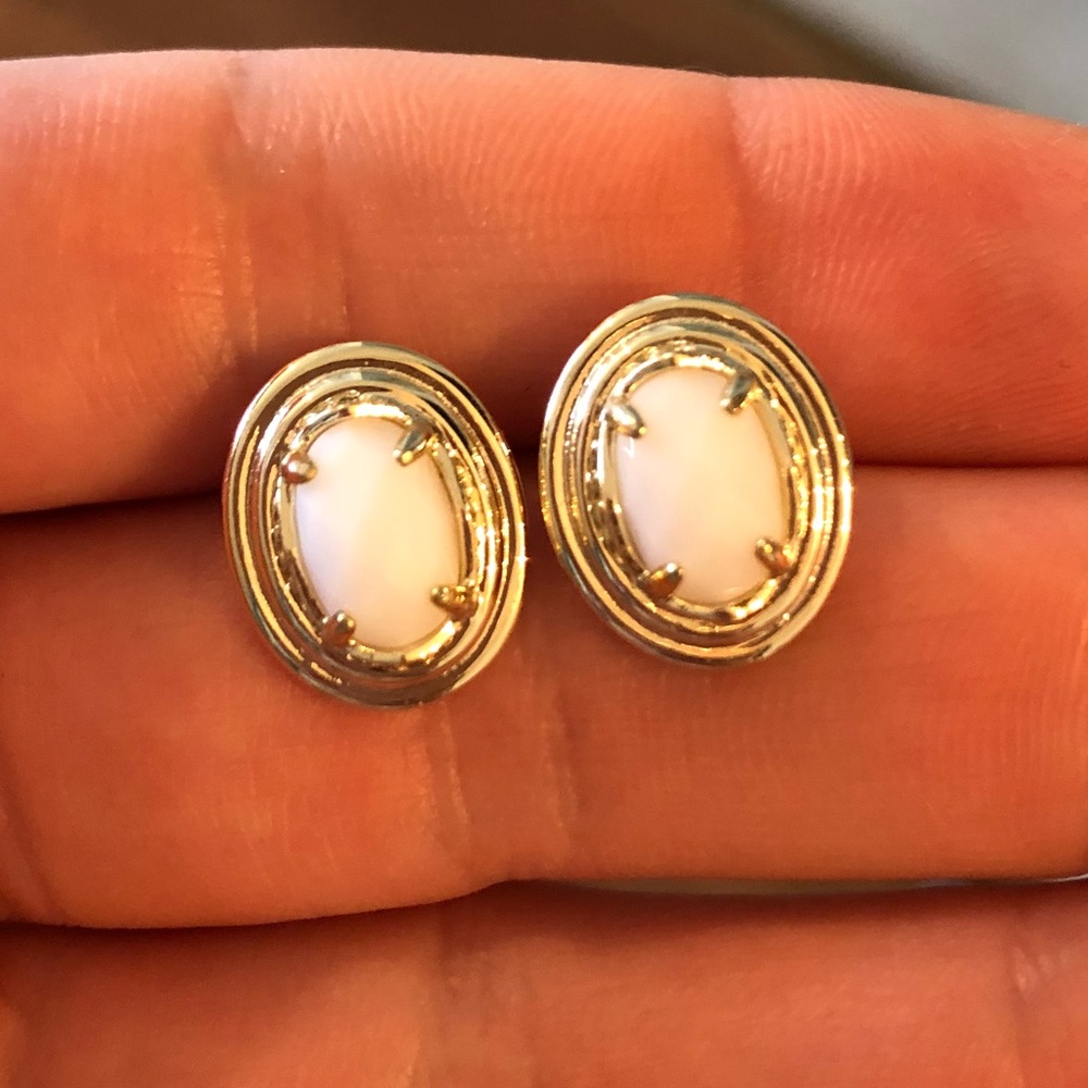 Kendra Scott gold & white studs